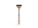 Rose gold Fancy Black Emerald Cut Brilliant Pavé Band Solitaire with Four-Prong Setting_2
