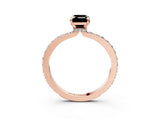 Rose gold Fancy Black Emerald Cut Brilliant Pavé Band Solitaire with Four-Prong Setting_3