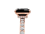 Rose gold Fancy Black Emerald Cut Brilliant Pavé Band Solitaire with Four-Prong Setting_5