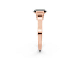 Rose gold Fancy Black Emerald Cut Brilliant Solitaire Diamond Ring with Channel Set Band and Bar Prong Setting_2