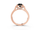 Rose gold Fancy Black Emerald Cut Brilliant Solitaire Diamond Ring with Channel Set Band and Bar Prong Setting_3