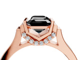 Rose gold Fancy Black Emerald Cut Brilliant Solitaire Diamond Ring with Channel Set Band and Bar Prong Setting_4