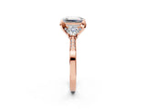 Rose gold Fancy Black Emerald Cut Brilliant Three-Stone Diamond Ring with Pavé Band and Four-Prong Setting_5