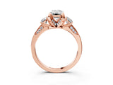 Rose gold Fancy Black Emerald Cut Brilliant Three-Stone Diamond Ring with Pavé Band and Four-Prong Setting_6