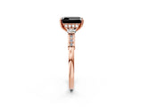 Rose gold Fancy Black Emerald Cut Brilliant Three-Stone Pave Band with Four-Prong Setting_2