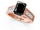 Rose gold Fancy Black Emerald Cut Cut Channel Set Solitaire Ring with Four-Prong Setting_1