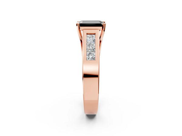Rose Gold Emerald Cut Channel Set Engagement Ring Setting for Black Center