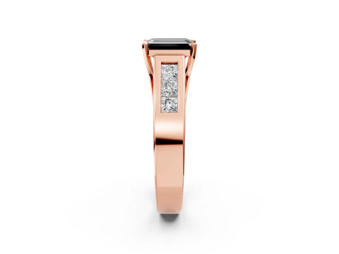 Rose gold Fancy Black Emerald Cut Cut Channel Set Solitaire Ring with Four-Prong Setting_2