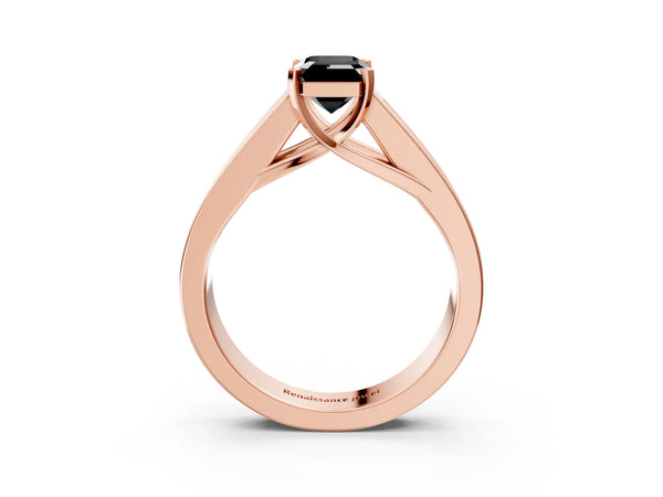Rose Gold Emerald Cut Channel Set Engagement Ring Setting for Black Center