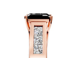 Rose gold Fancy Black Emerald Cut Cut Channel Set Solitaire Ring with Four-Prong Setting_5