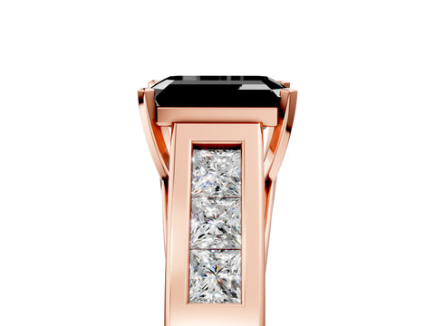 Rose gold Fancy Black Emerald Cut Cut Channel Set Solitaire Ring with Four-Prong Setting_5