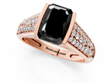 Rose gold Fancy Black Emerald Cut Cut Diamond Channel Set Pave Band with Tension Prong Setting_1
