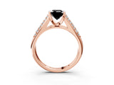 Rose gold Fancy Black Emerald Cut Cut Diamond Channel Set Pave Band with Tension Prong Setting_3