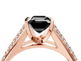 Rose gold Fancy Black Emerald Cut Cut Diamond Channel Set Pave Band with Tension Prong Setting_4