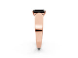 Rose gold Fancy Black Emerald Cut Cut Diamond Channel Set Solitaire Ring with Four-Prong Setting_2