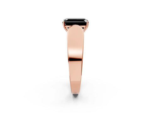 Rose gold Fancy Black Emerald Cut Cut Diamond Channel Set Solitaire Ring with Four-Prong Setting_2