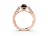 Rose gold Fancy Black Emerald Cut Cut Diamond Channel Set Solitaire Ring with Four-Prong Setting_3