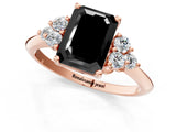 Rose gold Fancy Black Emerald Cut Cut Diamond Cluster Ring with Solitaire Band and Four-Prong Setting_13