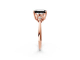 Rose gold Fancy Black Emerald Cut Cut Diamond Cluster Ring with Solitaire Band and Four-Prong Setting_14