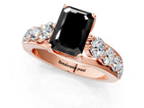 Rose gold Fancy Black Emerald Cut Cut Diamond Engagement Ring with Pavé Band and Four-Prong Setting_1