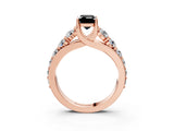 Rose gold Fancy Black Emerald Cut Cut Diamond Engagement Ring with Pavé Band and Four-Prong Setting_3