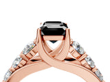 Rose gold Fancy Black Emerald Cut Cut Diamond Engagement Ring with Pavé Band and Four-Prong Setting_4