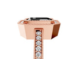 Rose gold Fancy Black Emerald Cut-Cut Diamond Halo Engagement Ring with Pave Band and Prong Setting_5