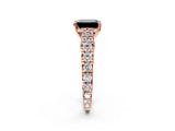 Rose gold Fancy Black Emerald Cut Cut Diamond Pavé Band Solitaire with Four-Prong Setting_2
