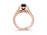 Rose gold Fancy Black Emerald Cut Cut Diamond Pavé Band Solitaire with Four-Prong Setting_3