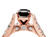 Rose gold Fancy Black Emerald Cut Cut Diamond Pavé Band Solitaire with Four-Prong Setting_4
