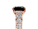 Rose gold Fancy Black Emerald Cut Cut Diamond Pavé Band Solitaire with Four-Prong Setting_5