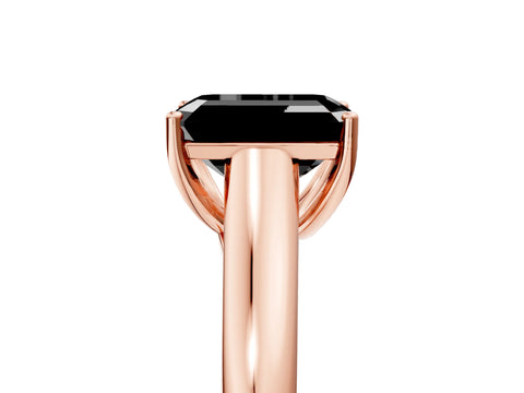 Rose gold Fancy Black Emerald Cut Cut Diamond Solitaire Engagement Ring with Tapered Plain Band and Four-Prong Setting_5