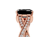 Rose gold Fancy Black Emerald Cut Cut Diamond Twisted Band with Milgrain Pave Setting and Four-Prong Setting_5