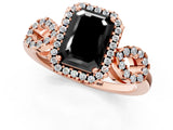 Rose gold Fancy Black Emerald Cut Cut Halo Diamond Infinity Band with Four-Prong Setting_1