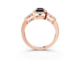 Rose gold Fancy Black Emerald Cut Cut Halo Diamond Infinity Band with Four-Prong Setting_3
