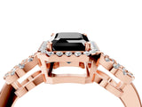 Rose gold Fancy Black Emerald Cut Cut Halo Diamond Infinity Band with Four-Prong Setting_4