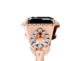 Rose gold Fancy Black Emerald Cut Cut Halo Diamond Infinity Band with Four-Prong Setting_5