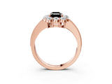 Rose gold Fancy Black Emerald Cut Cut Halo Diamond Pavé Engagement Ring with Milgrain Detailing_3