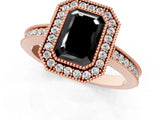 Rose gold Fancy Black Emerald Cut Cut Halo Pavé Diamond Ring_1