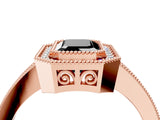 Rose gold Fancy Black Emerald Cut Cut Halo Pavé Diamond Ring_4