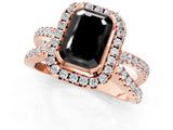 Rose gold Fancy Black Emerald Cut Cut Halo Split Shank Pave Set Ring_1