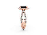 Rose gold Fancy Black Emerald Cut Cut Halo Split Shank Pave Set Ring_2