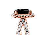 Rose gold Fancy Black Emerald Cut Cut Halo Split Shank Pave Set Ring_5