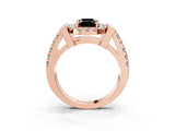 Rose gold Fancy Black Emerald Cut Cut Halo Split Shank Prong Set Ring_15