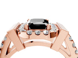 Rose gold Fancy Black Emerald Cut Cut Halo Split Shank Prong Set Ring_16