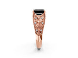Rose gold Fancy Black Emerald Cut Cut Milgrain Pave Diamond Engagement Ring with Four-Prong Setting_17