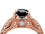 Rose gold Fancy Black Emerald Cut Cut Milgrain Pave Diamond Engagement Ring with Four-Prong Setting_19