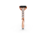 Rose gold Fancy Black Emerald Cut Cut Pavé Band Solitaire Ring with Four-Prong Setting_2
