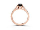 Rose gold Fancy Black Emerald Cut Cut Pavé Band Solitaire Ring with Four-Prong Setting_3