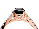 Rose gold Fancy Black Emerald Cut Cut Pavé Band Solitaire Ring with Four-Prong Setting_4